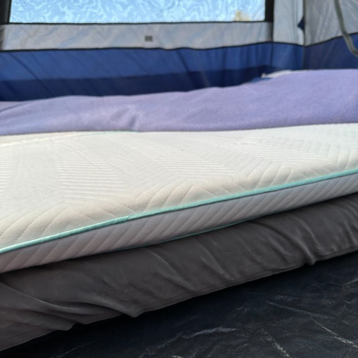 mattress topper inside of a tent